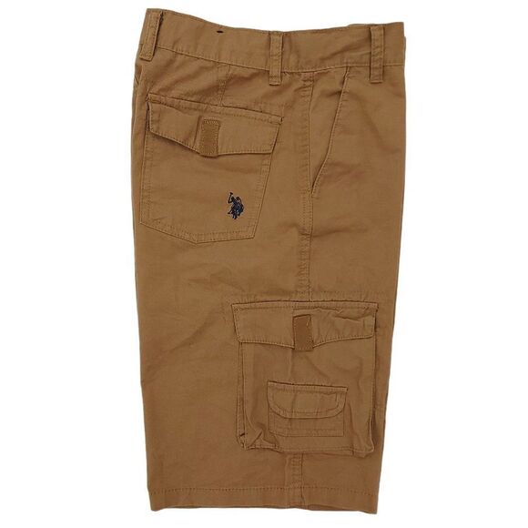 US Polo Assn. Boys Cargo Shorts Size 16 Brown Adjustable Waist Hiking Walking - Picture 4 of 5